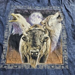 The Mountain Men's XL Blue Wolf Bald Eagle Vintage from 2000 Y2K